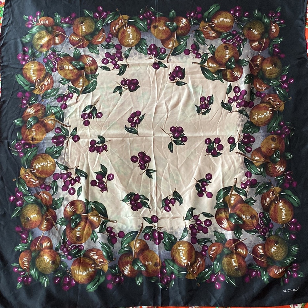 Authentic Echo Fruit Design Silk Scarf